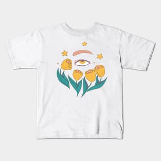 Stargazing on a flowerfield Kids T-Shirt